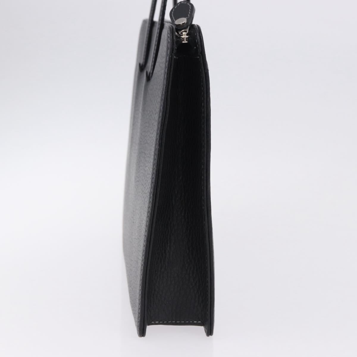 BURBERRY Business Bag Leather Black Silver Auth ka5555A