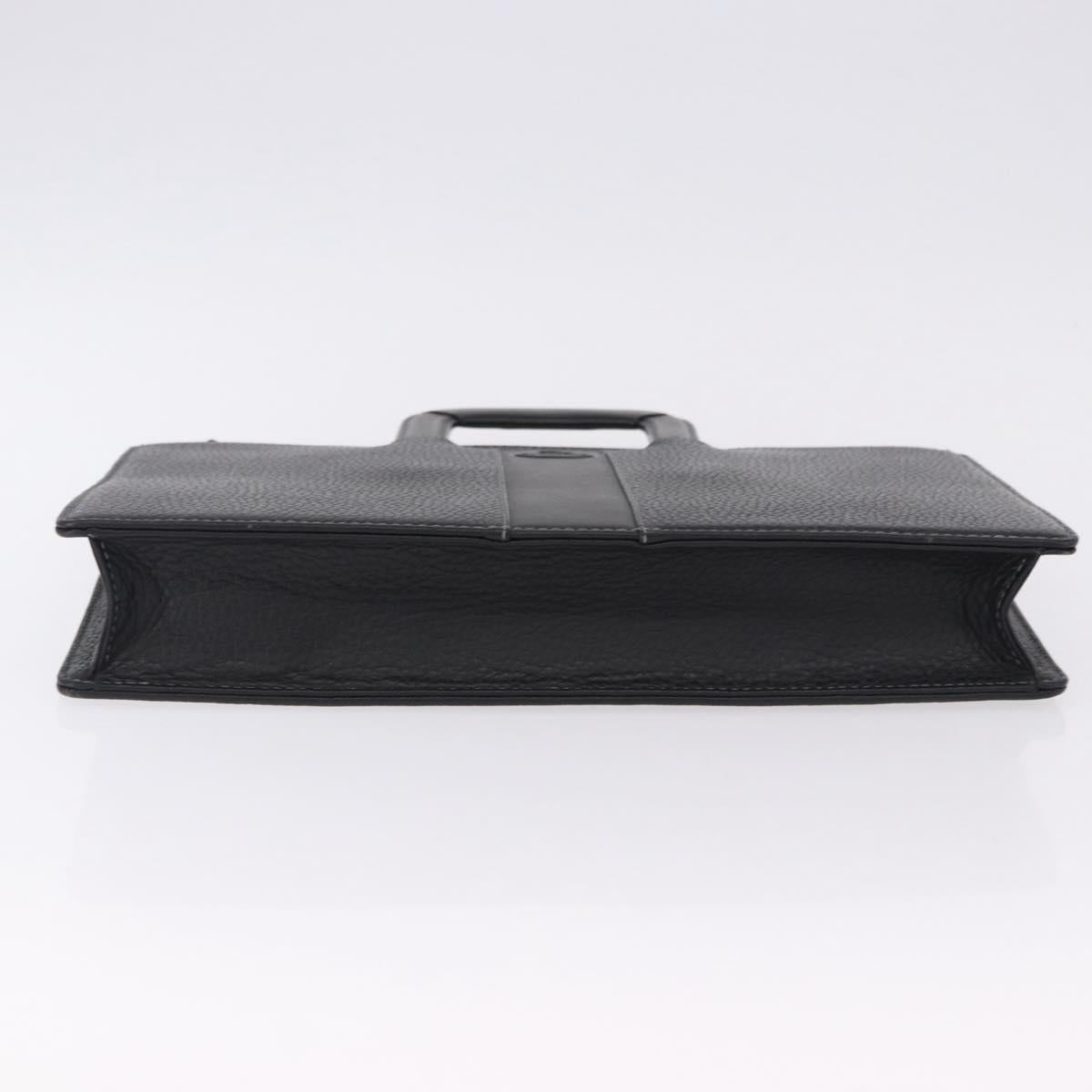 BURBERRY Business Bag Leather Black Silver Auth ka5555A