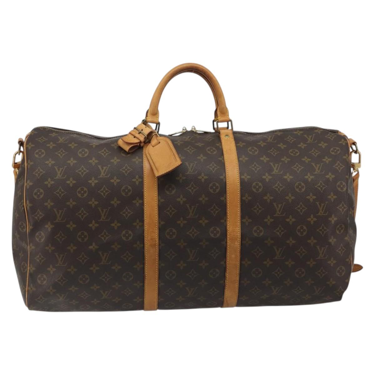 LOUIS VUITTON Monogram Keepall Bandouliere 60 Boston Bag M41412 LV Auth ka5556