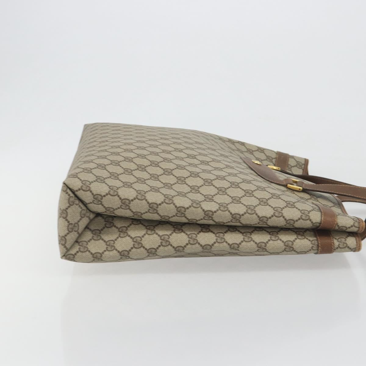 GUCCI GG Supreme Tote Bag PVC Leather Beige Gold Tone 39 02 061 Auth ka5559