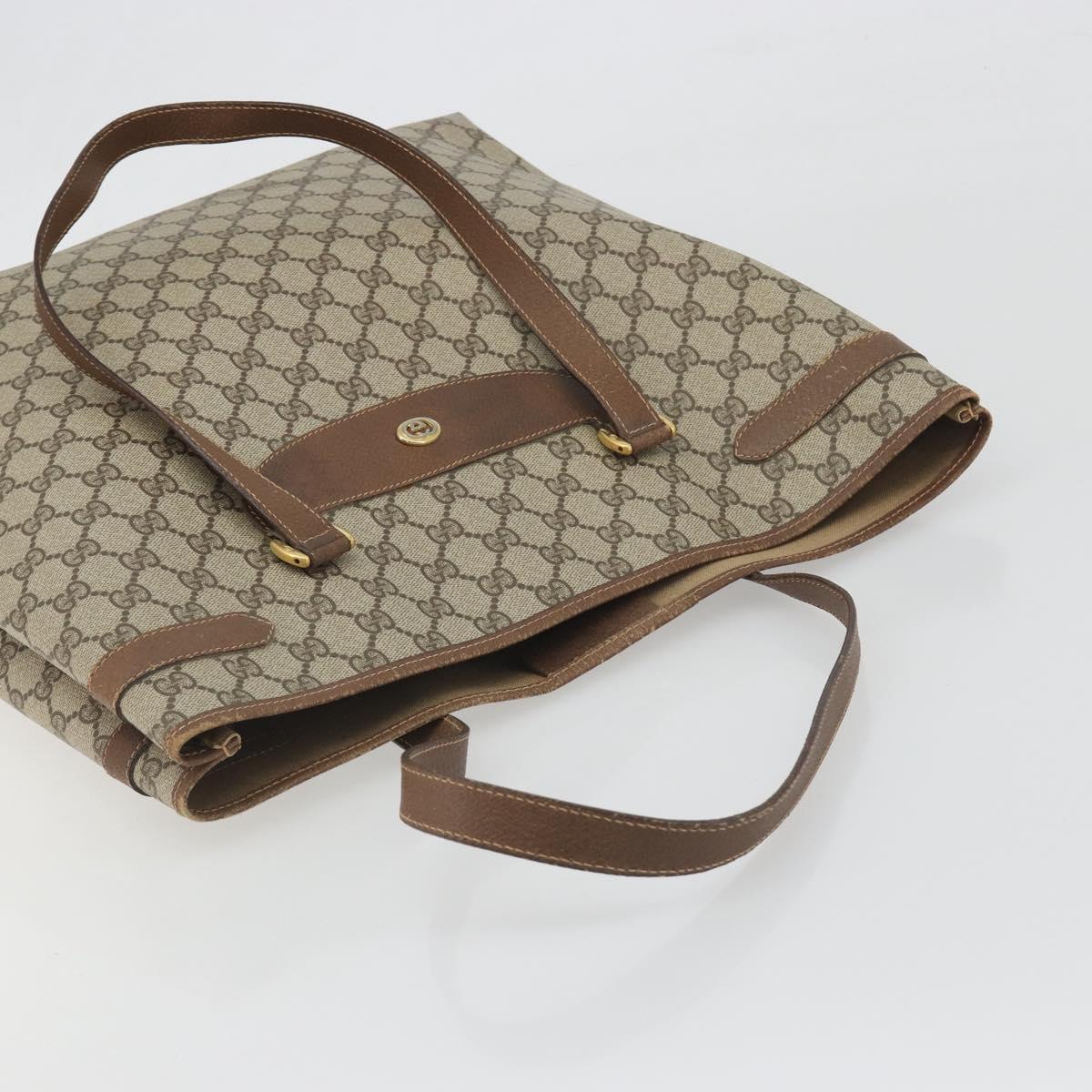 GUCCI GG Supreme Tote Bag PVC Leather Beige Gold Tone 39 02 061 Auth ka5559