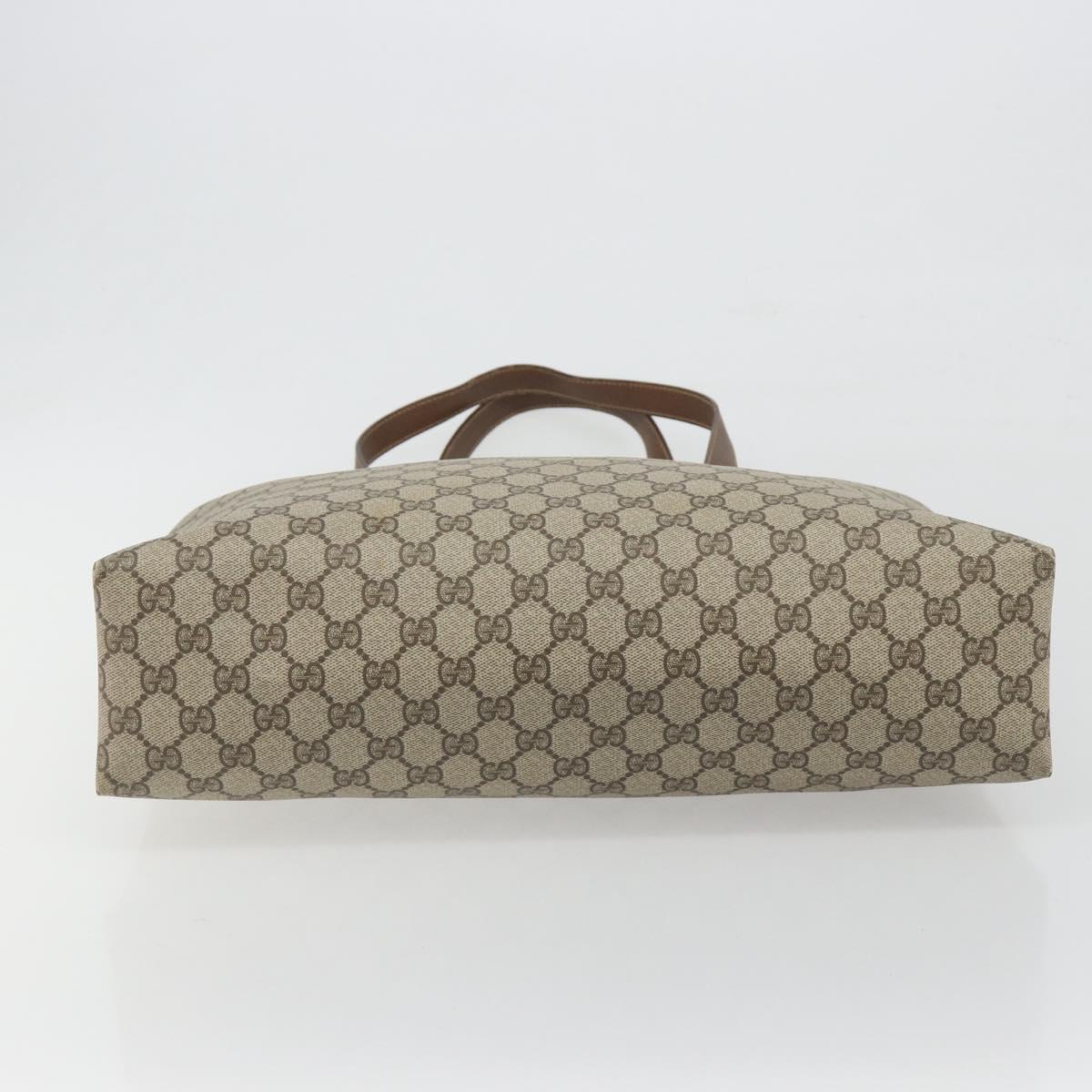 GUCCI GG Supreme Tote Bag PVC Leather Beige Gold Tone 39 02 061 Auth ka5559