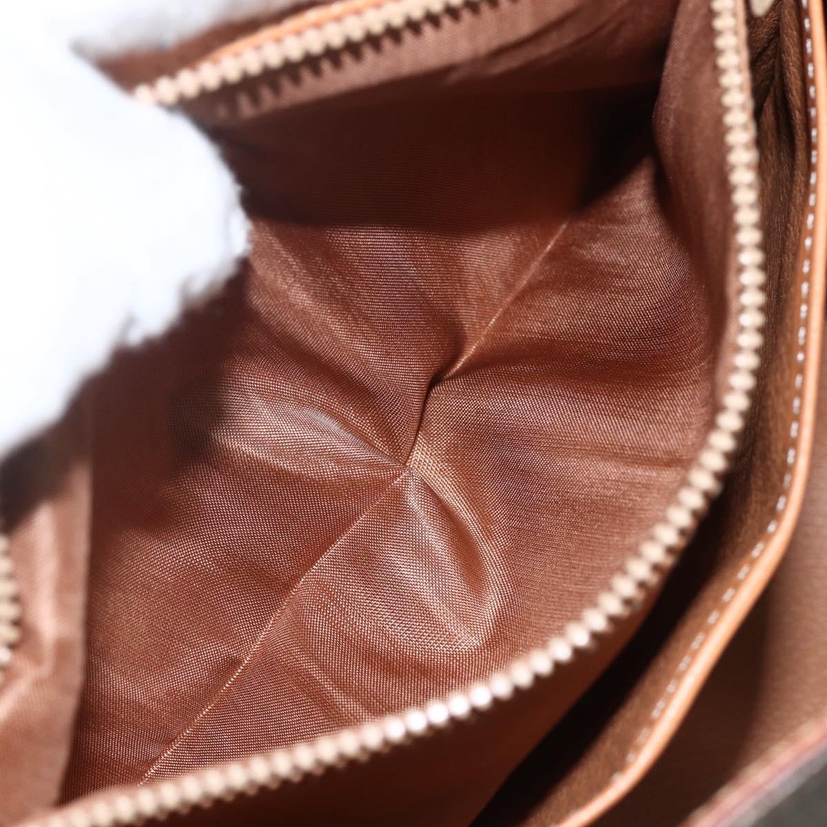 CELINE Macadam Canvas Hand Bag PVC Leather Brown Gold Auth ka556