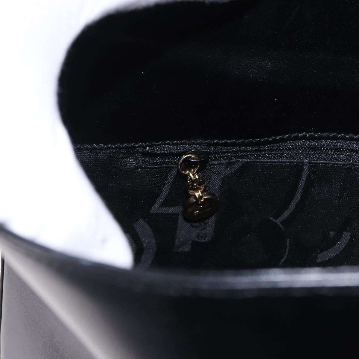 Salvatore Ferragamo Gancini Shoulder Bag Leather Black Gold Tone Auth ka5563