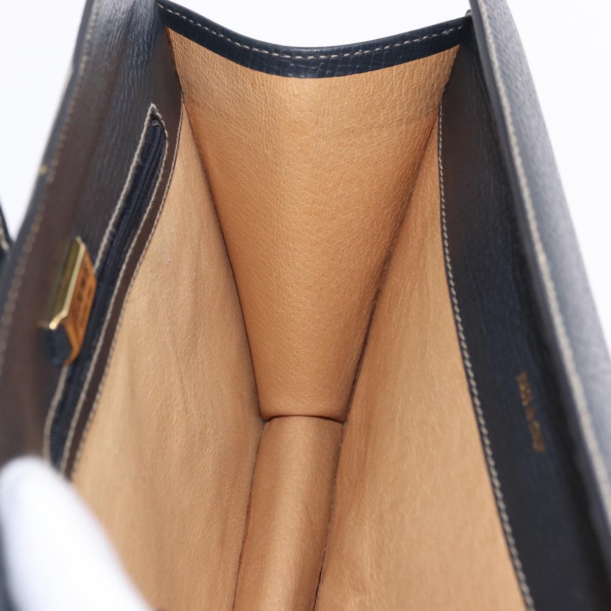LOEWE Clutch Bag Leather Green Gold Tone Auth ka5568