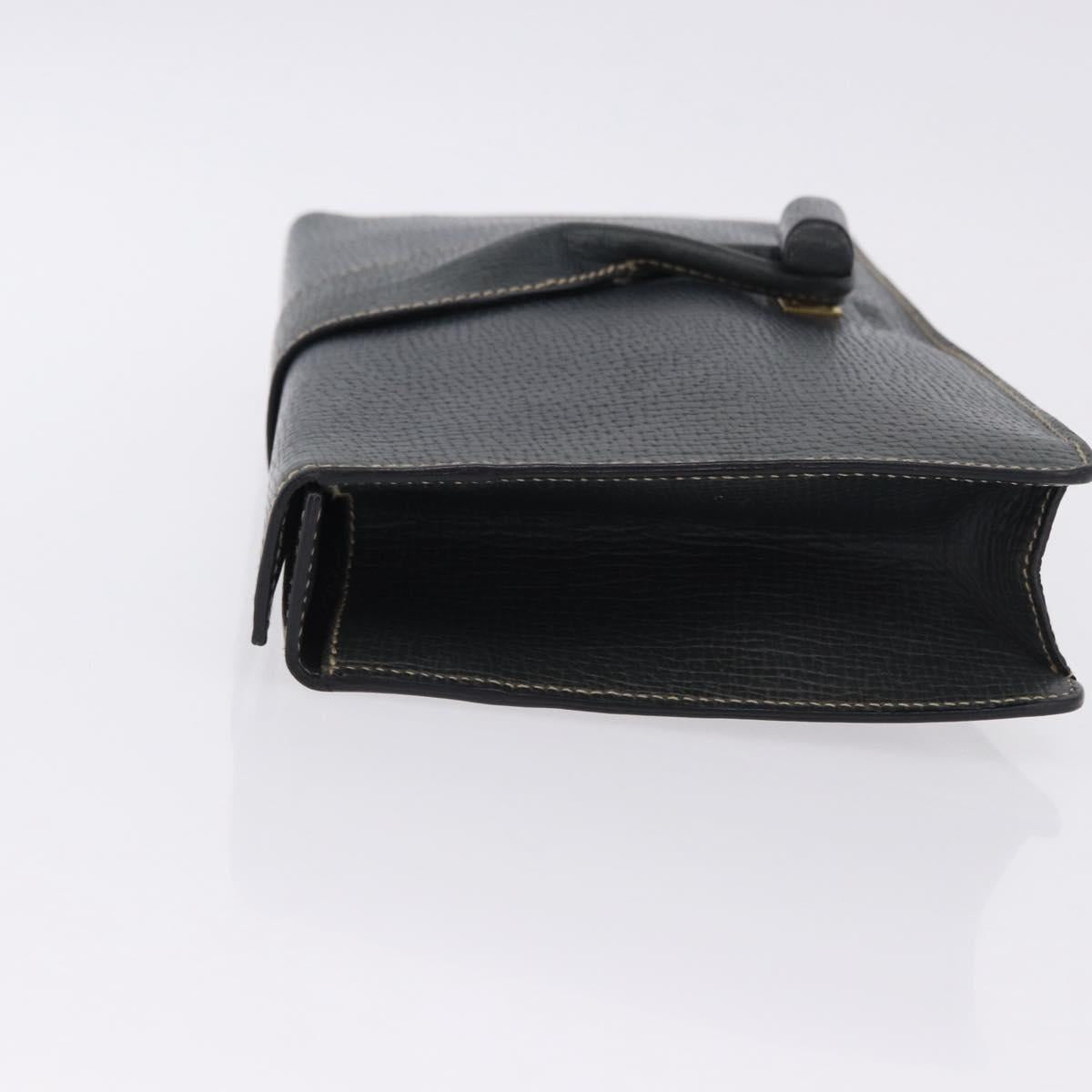 LOEWE Clutch Bag Leather Green Gold Tone Auth ka5568