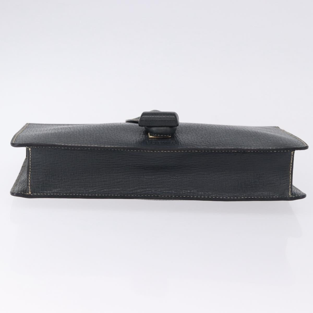 LOEWE Clutch Bag Leather Green Gold Tone Auth ka5568