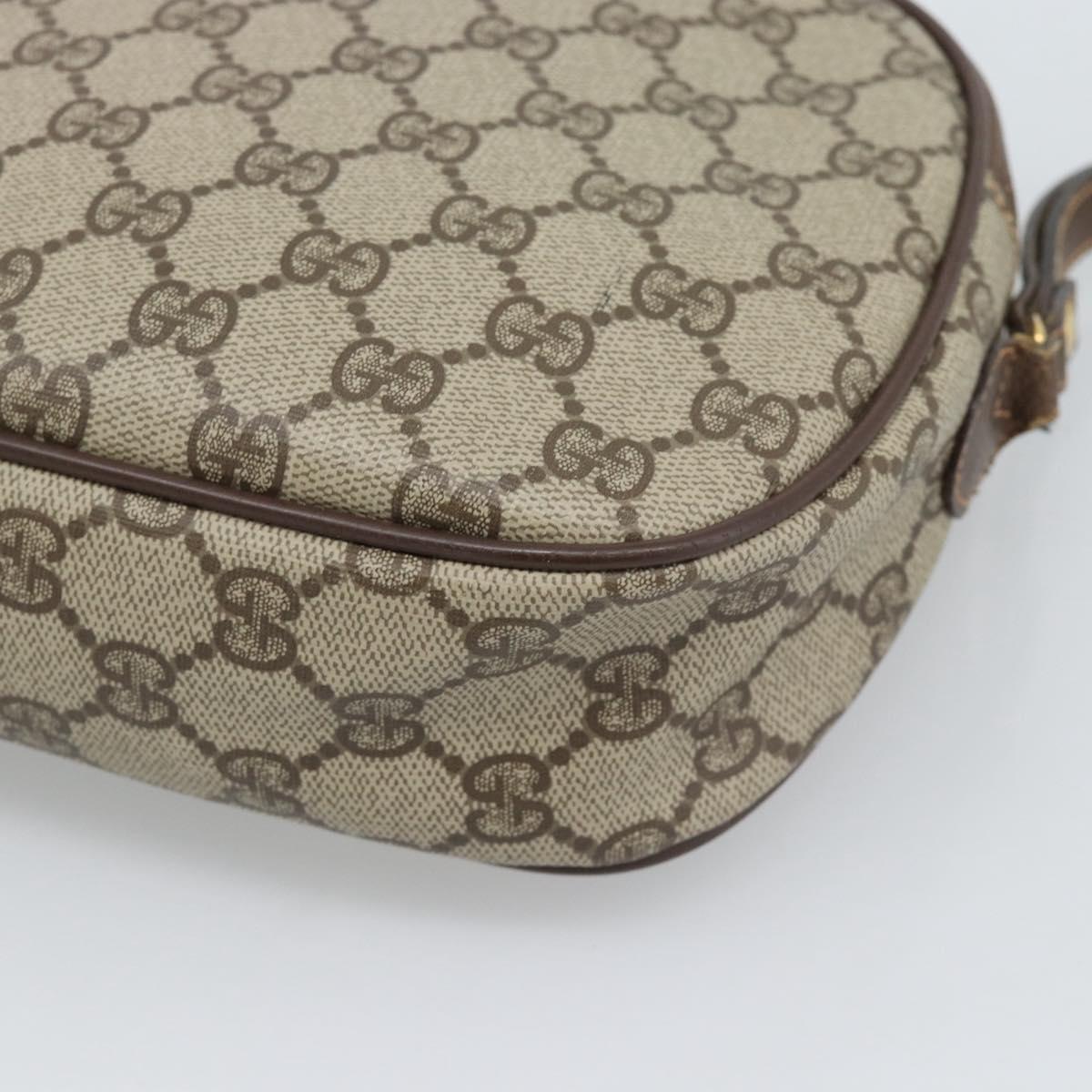 GUCCI GG Supreme Web Sherry Line Clutch Bag PVC Beige 156 01 034 Auth ka5569