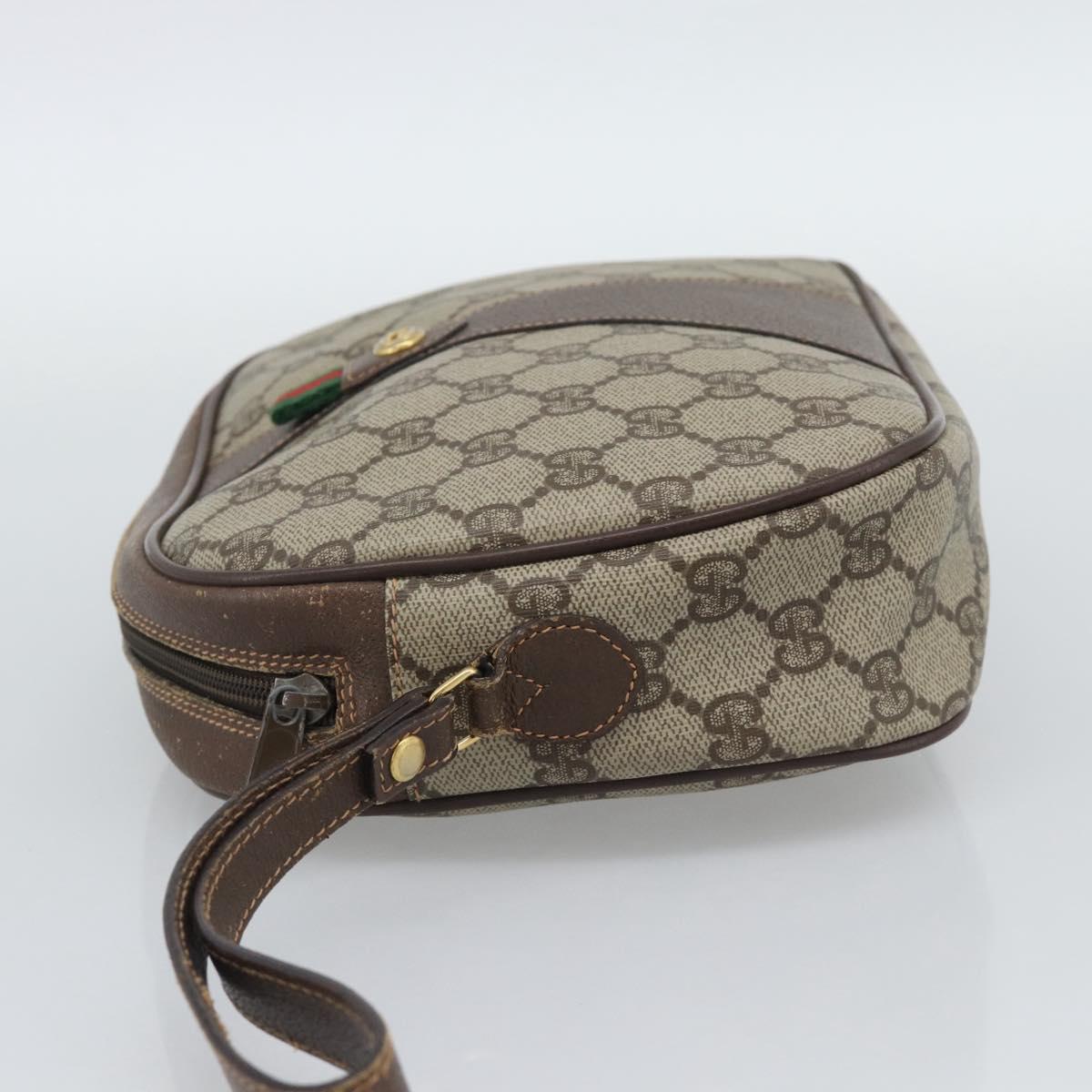 GUCCI GG Supreme Web Sherry Line Clutch Bag PVC Beige 156 01 034 Auth ka5569