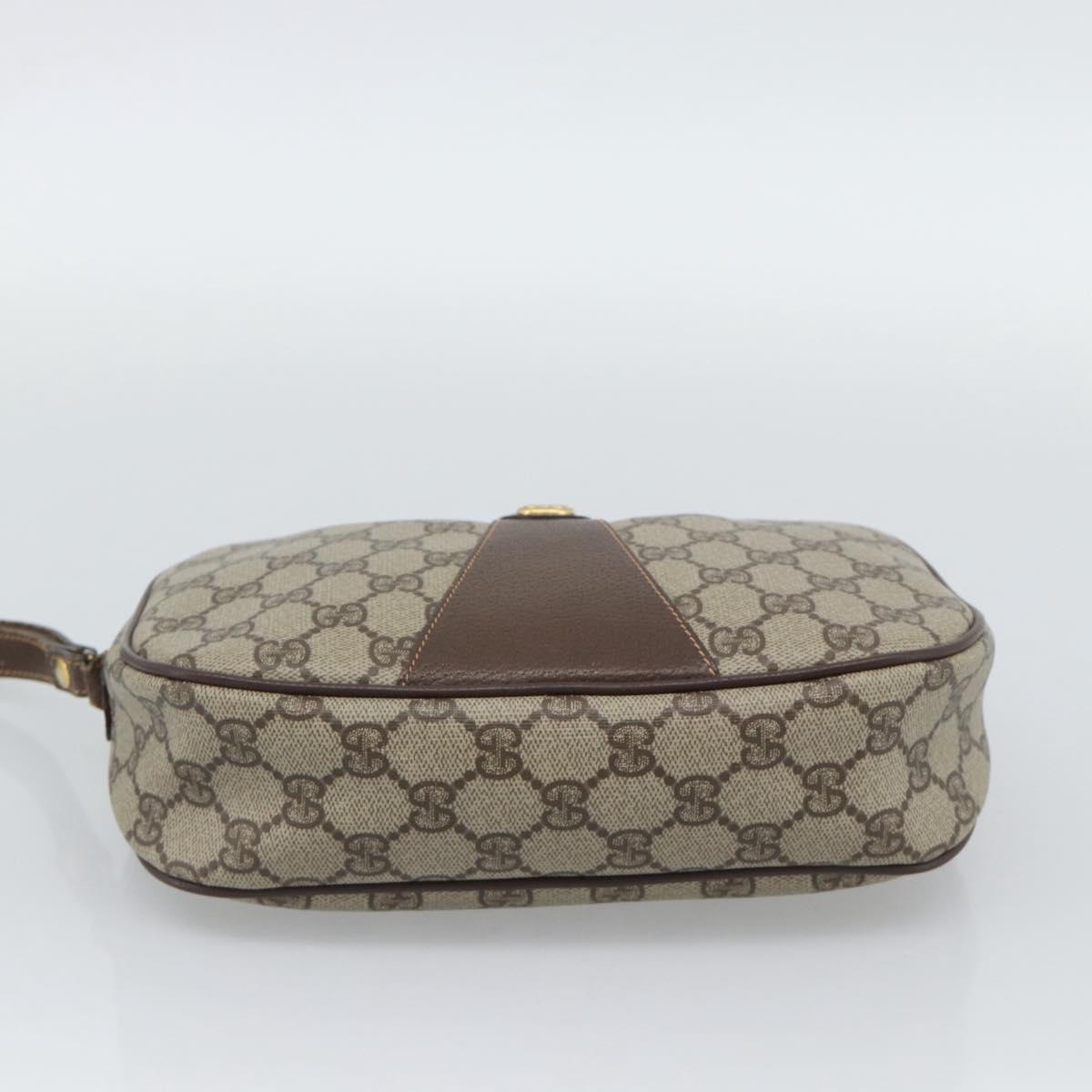 GUCCI GG Supreme Web Sherry Line Clutch Bag PVC Beige 156 01 034 Auth ka5569