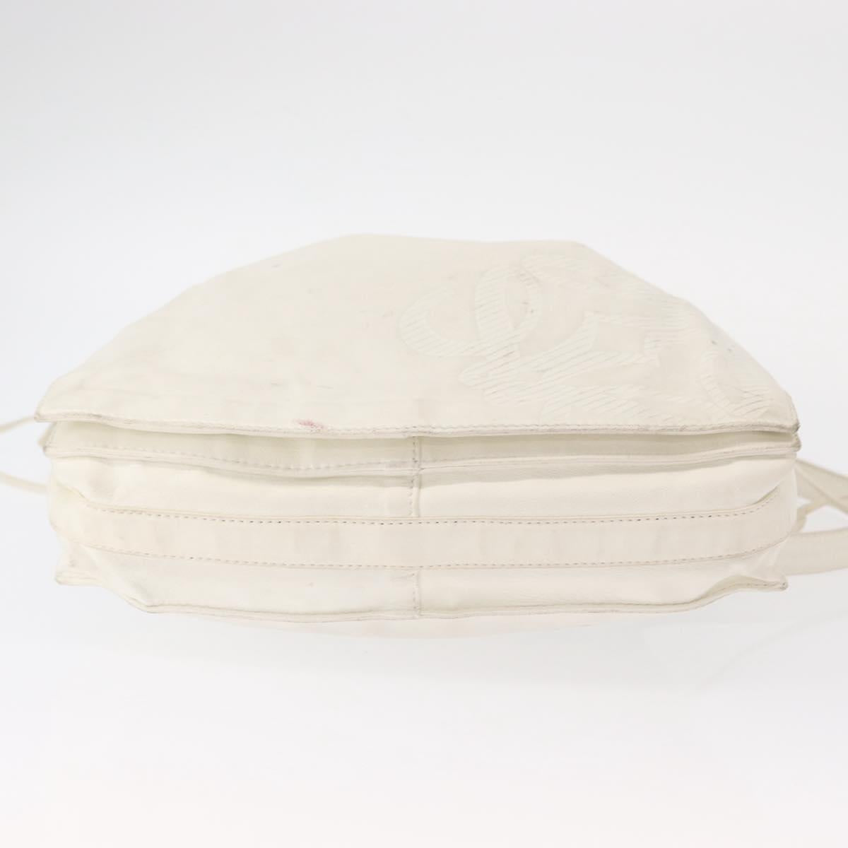 LOEWE Shoulder Bag Leather White Gold Auth ka557