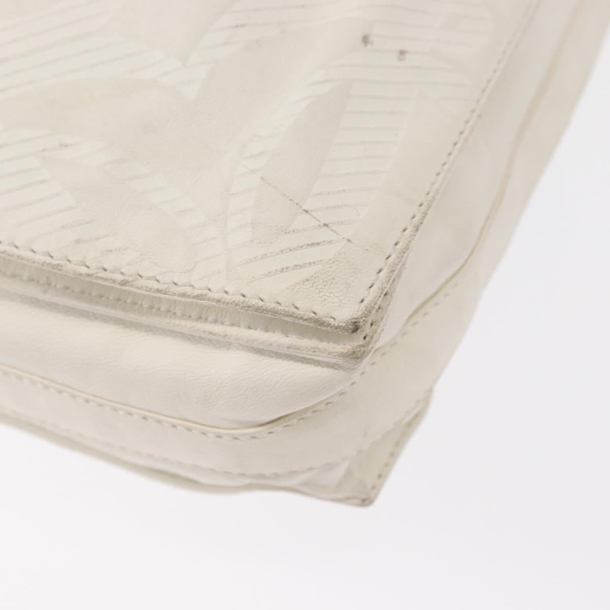 LOEWE Shoulder Bag Leather White Gold Auth ka557