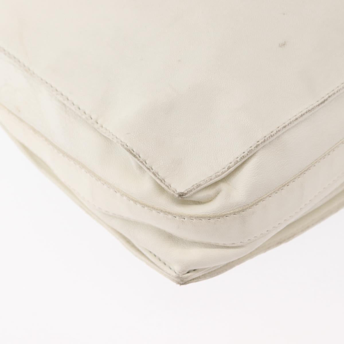 LOEWE Shoulder Bag Leather White Gold Auth ka557