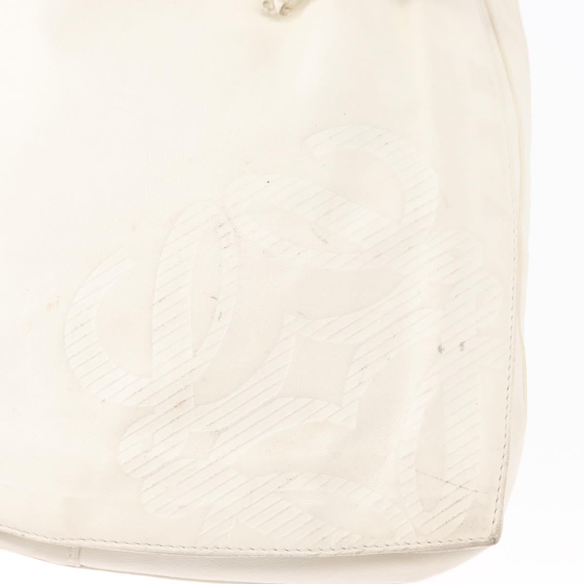 LOEWE Shoulder Bag Leather White Gold Auth ka557