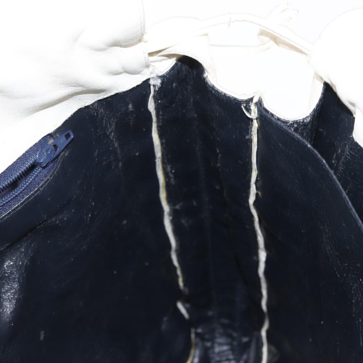 LOEWE Shoulder Bag Leather White Gold Auth ka557