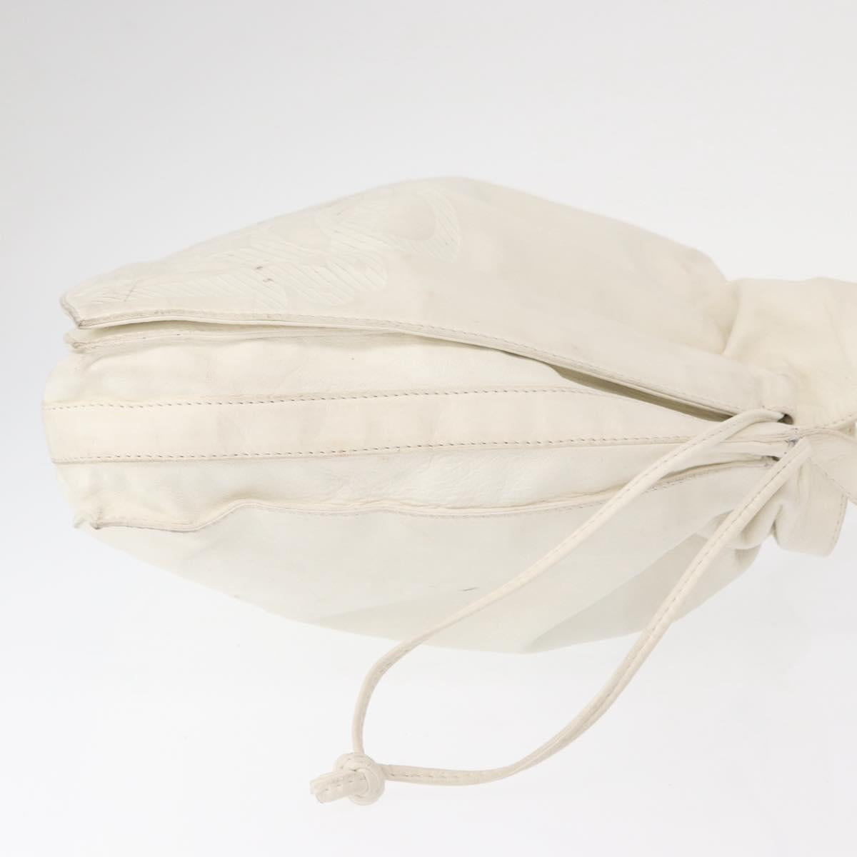 LOEWE Shoulder Bag Leather White Gold Auth ka557