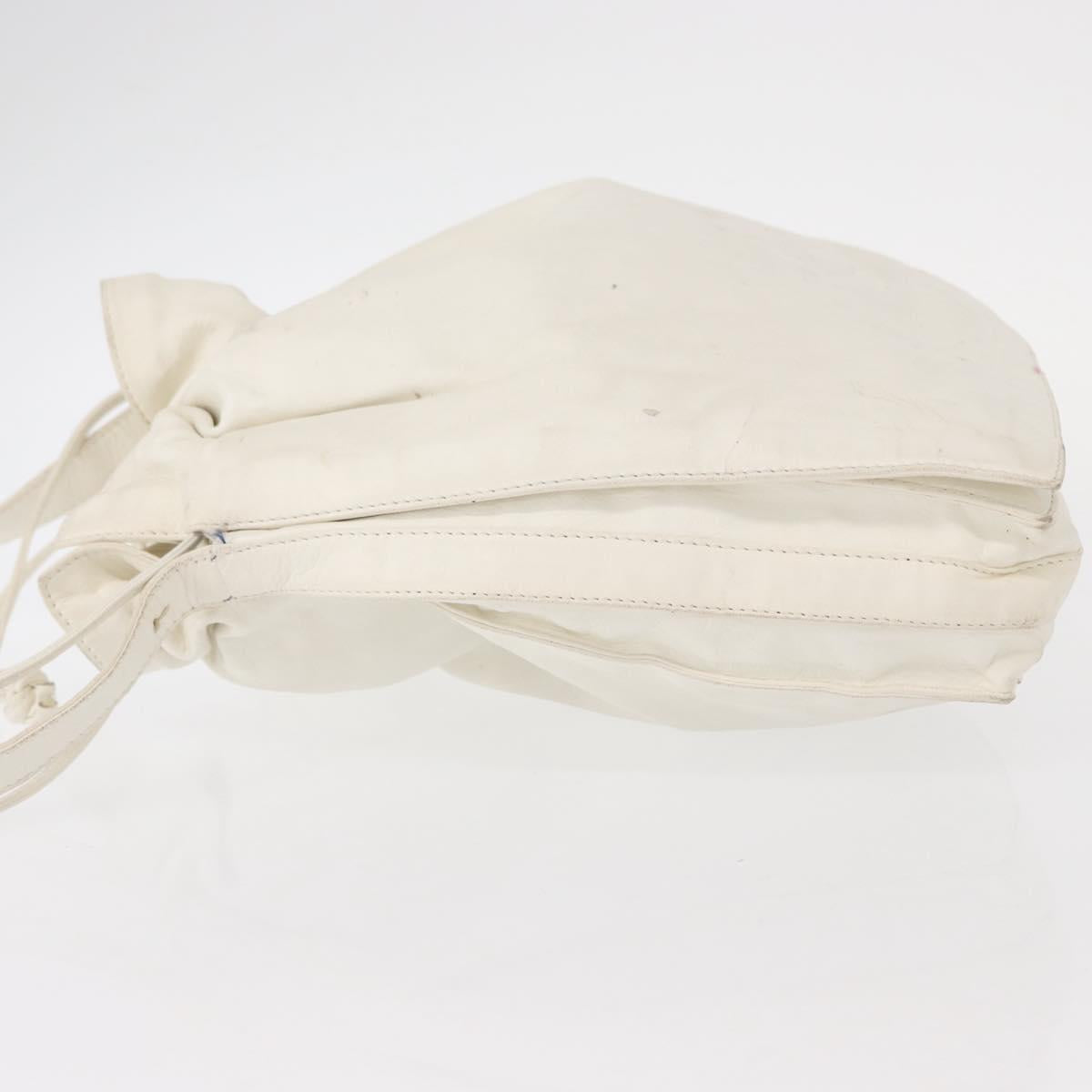 LOEWE Shoulder Bag Leather White Gold Auth ka557