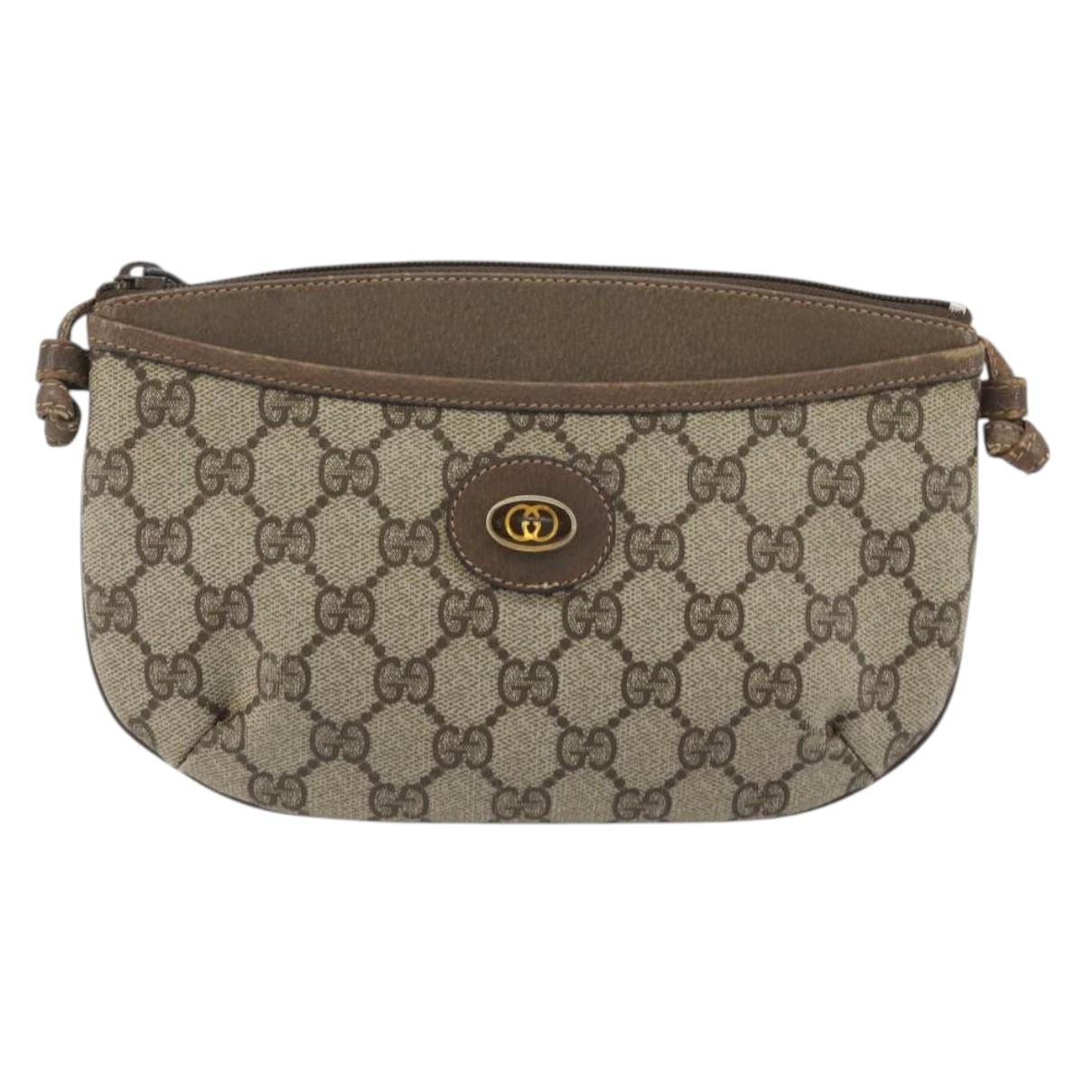 GUCCI GG Supreme Shoulder Bag PVC Leather Beige 904 02 020 Auth ka5570