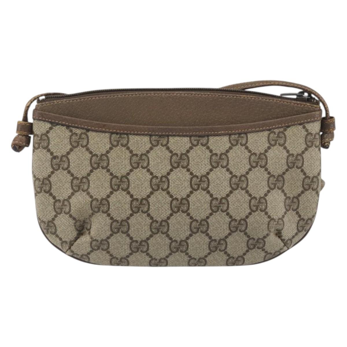 GUCCI GG Supreme Shoulder Bag PVC Leather Beige 904 02 020 Auth ka5570