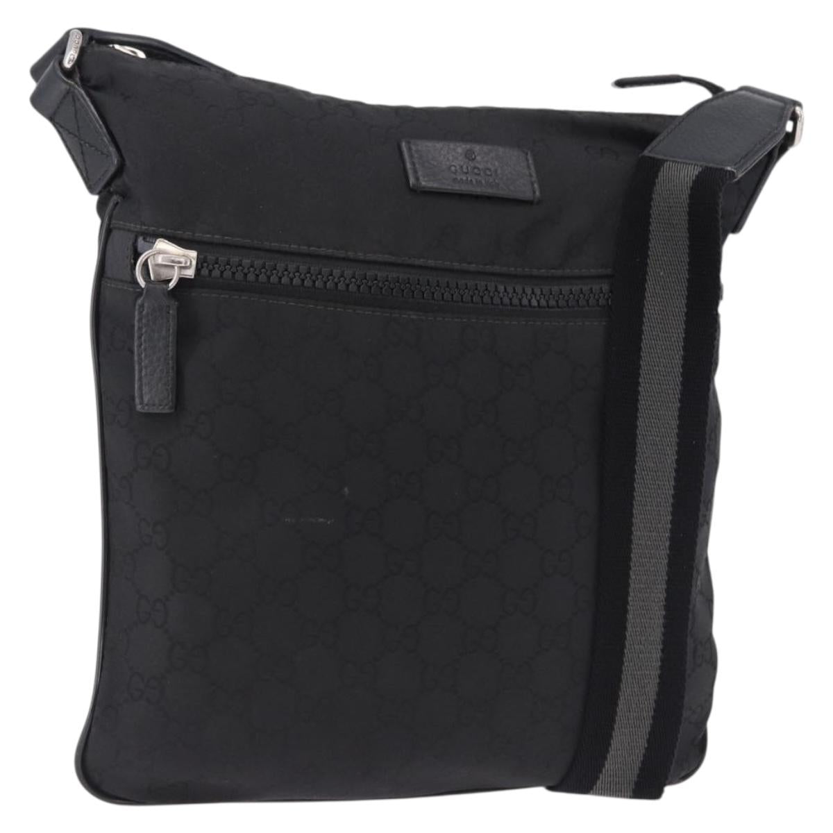 GUCCI GG Canvas Shoulder Bag Black Silver 509639 Auth ka5571