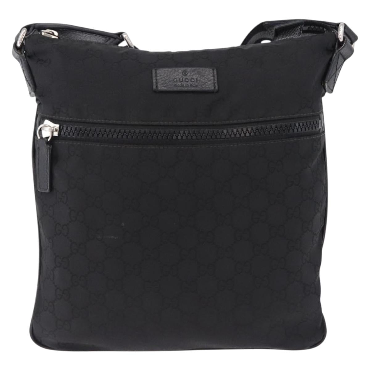 GUCCI GG Canvas Shoulder Bag Black Silver 509639 Auth ka5571