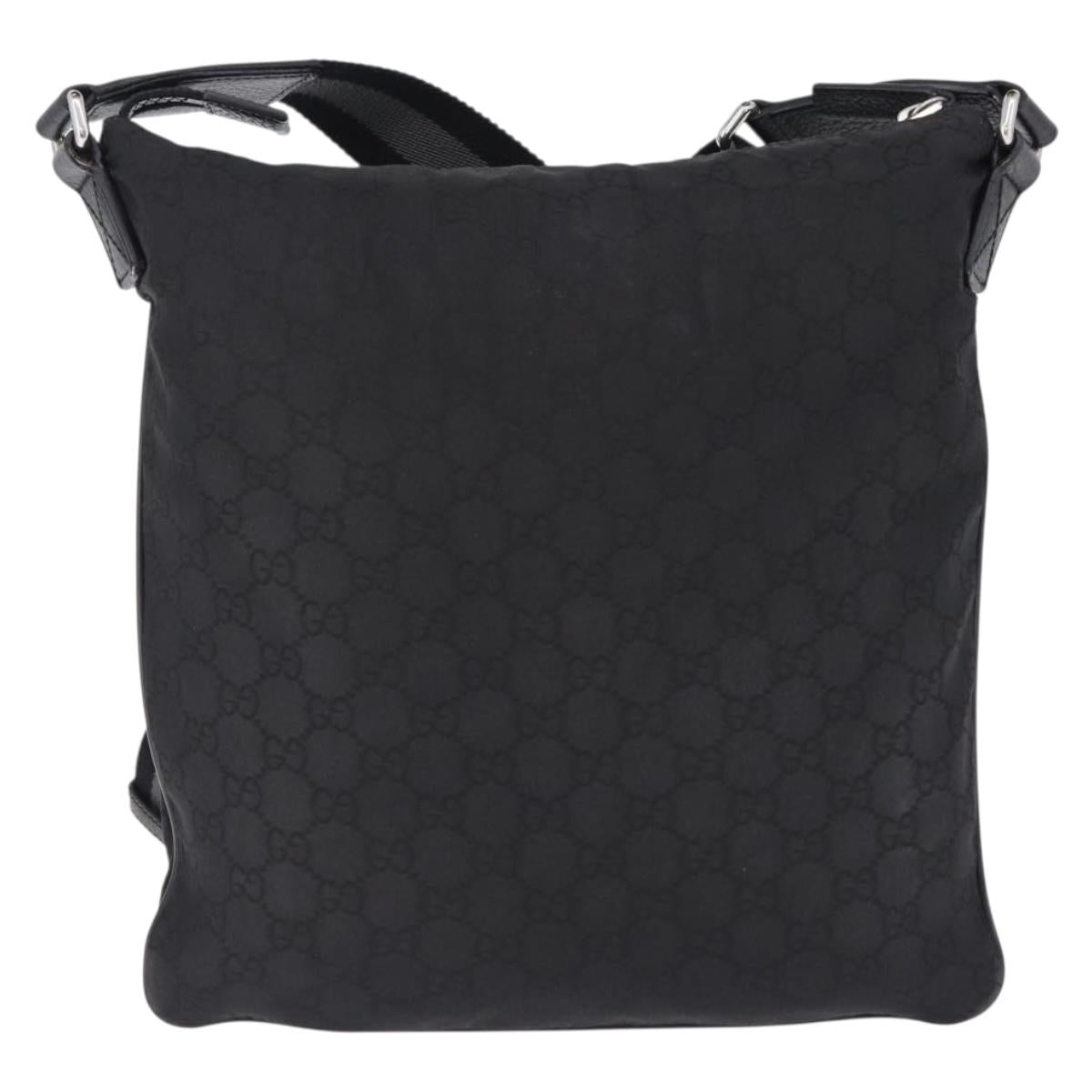 GUCCI GG Canvas Shoulder Bag Black Silver 509639 Auth ka5571