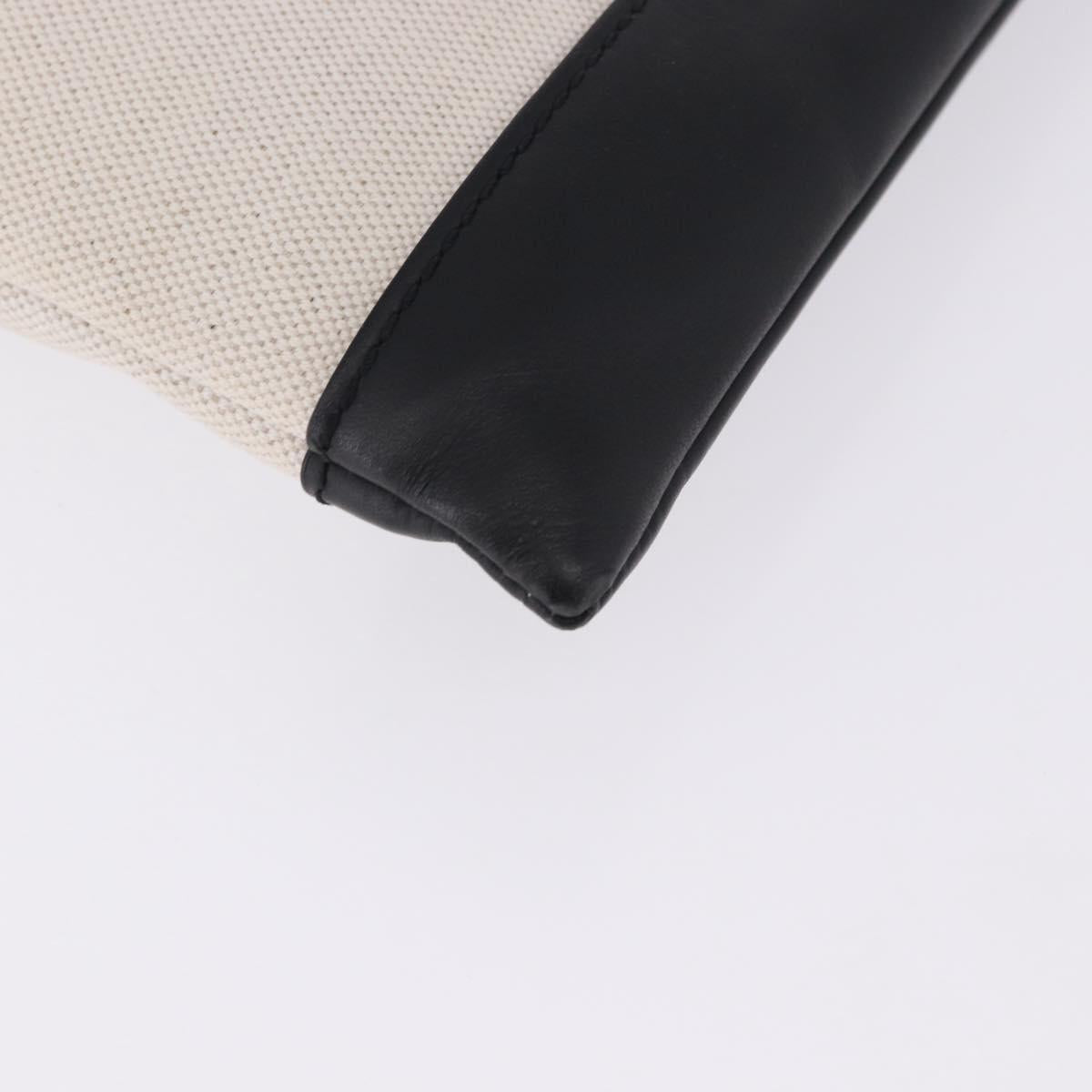 BALENCIAGA Navy Clip M Clutch Bag Canvas White Black 373834 Auth ka5572