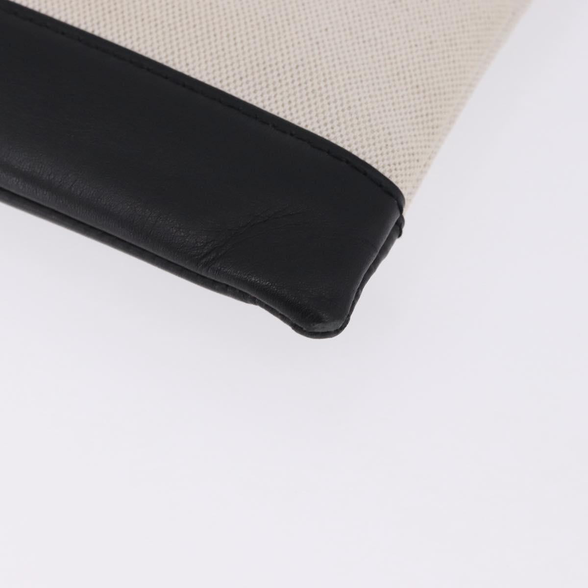 BALENCIAGA Navy Clip M Clutch Bag Canvas White Black 373834 Auth ka5572