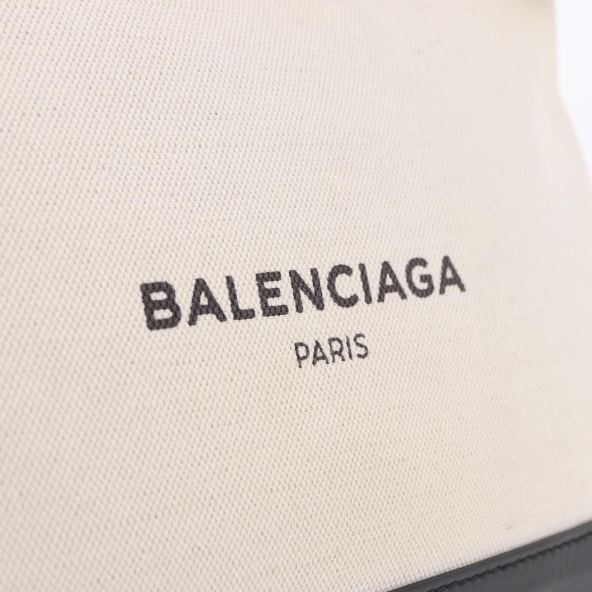 BALENCIAGA Navy Clip M Clutch Bag Canvas White Black 373834 Auth ka5572