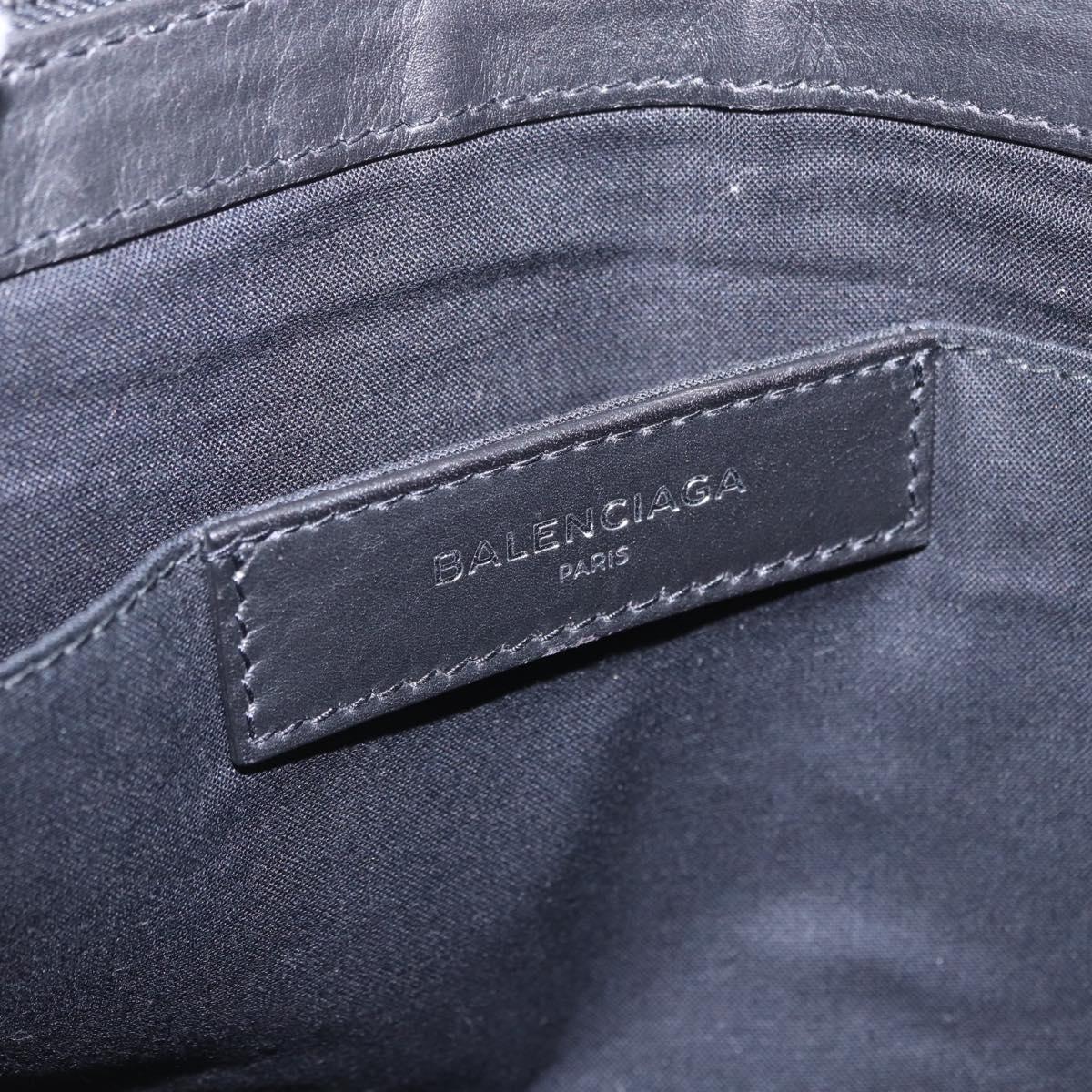 BALENCIAGA Navy Clip M Clutch Bag Canvas White Black 373834 Auth ka5572