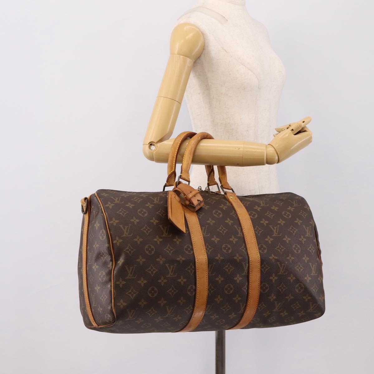 LOUIS VUITTON Monogram Keepall Bandouliere 45 Boston Bag M41418 LV Auth ka5578