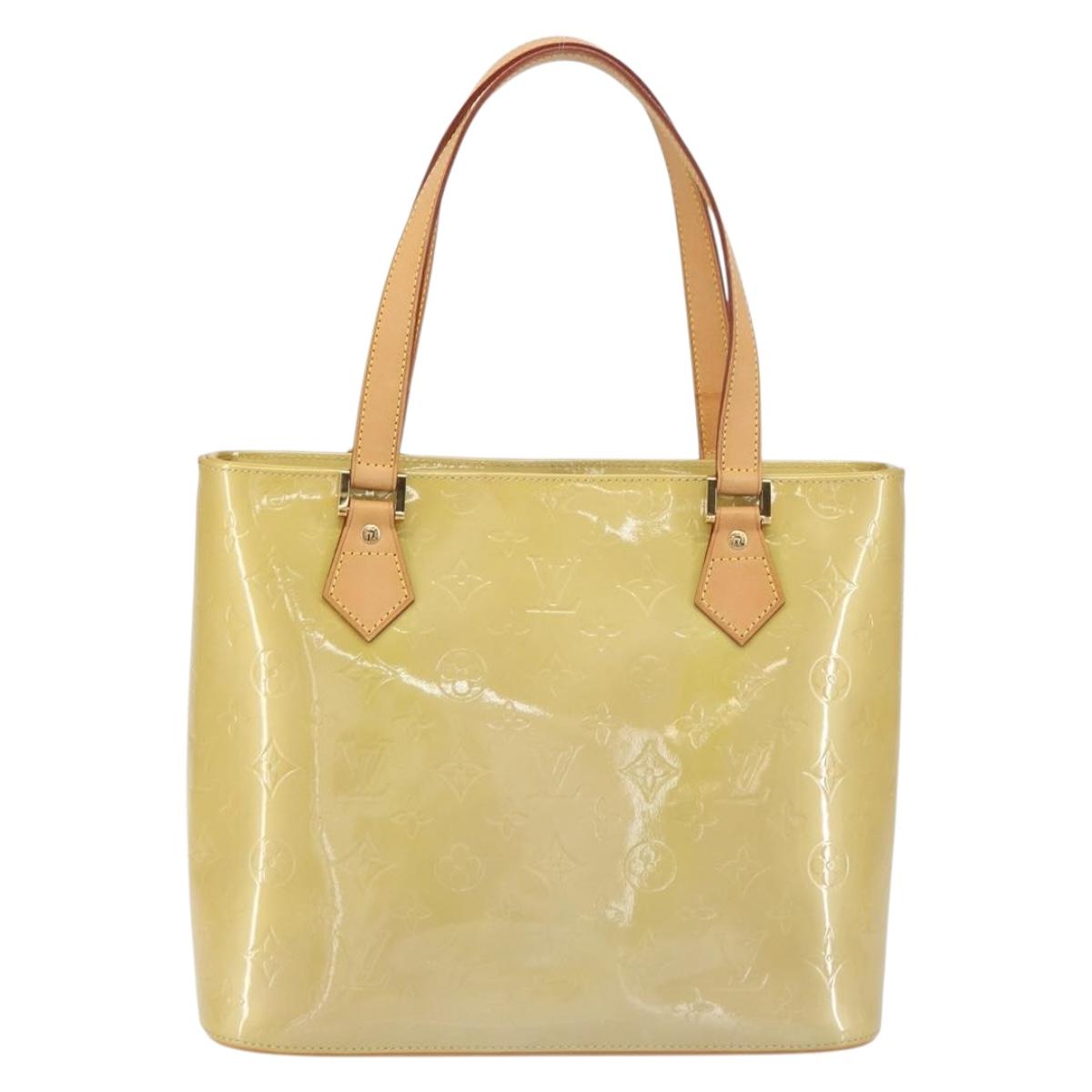 LOUIS VUITTON Monogram Vernis Houston Hand Bag Beige M91004 LV Auth ka558