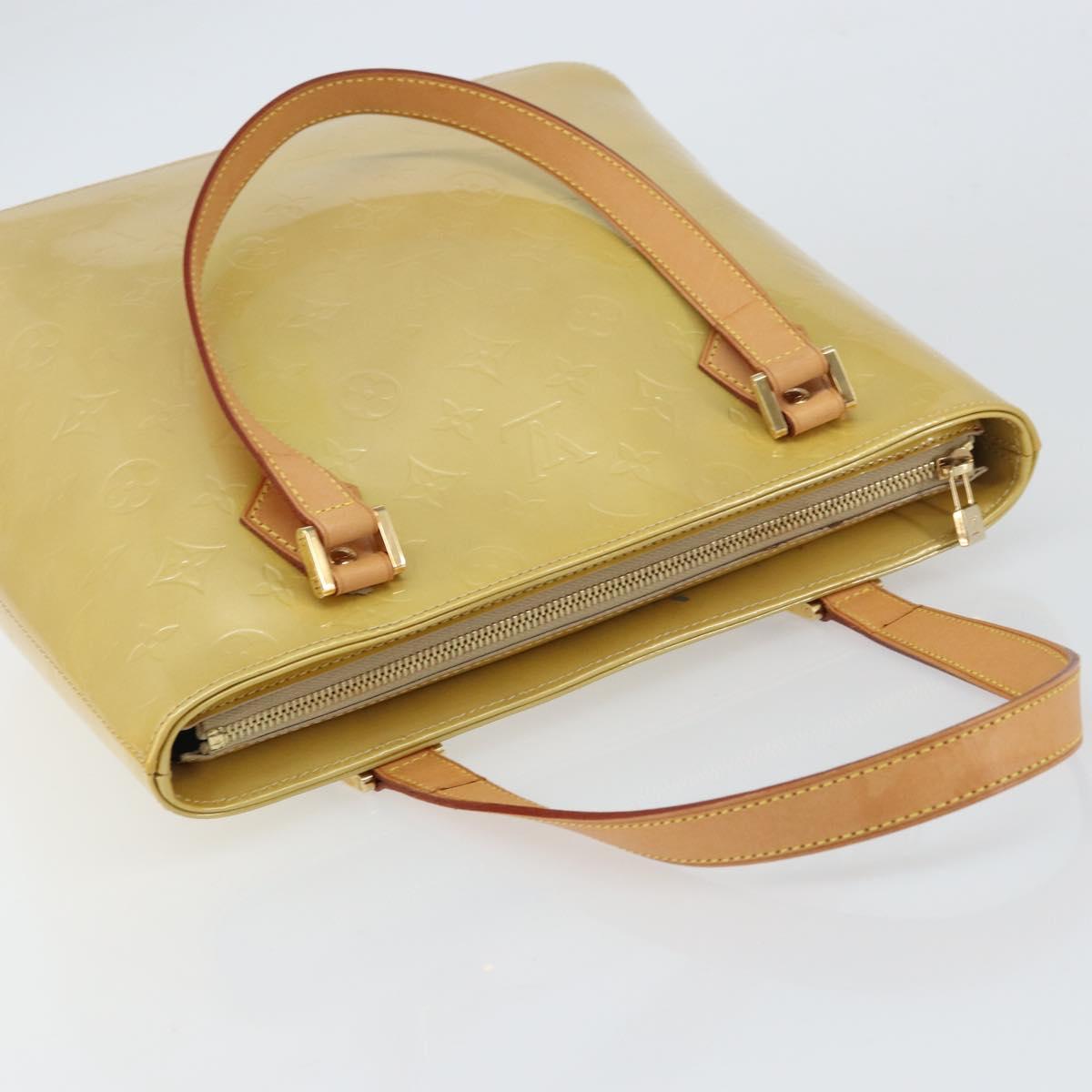 LOUIS VUITTON Monogram Vernis Houston Hand Bag Beige M91004 LV Auth ka558