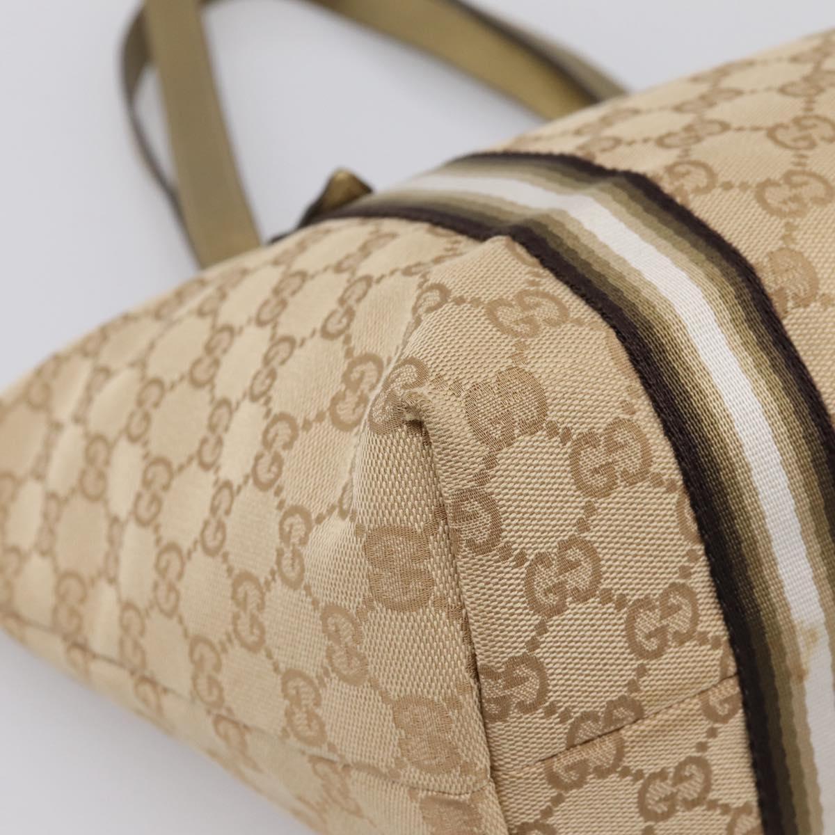 GUCCI GG Canvas Sherry Line Hand Bag Beige Gold 137396 Auth ka5582