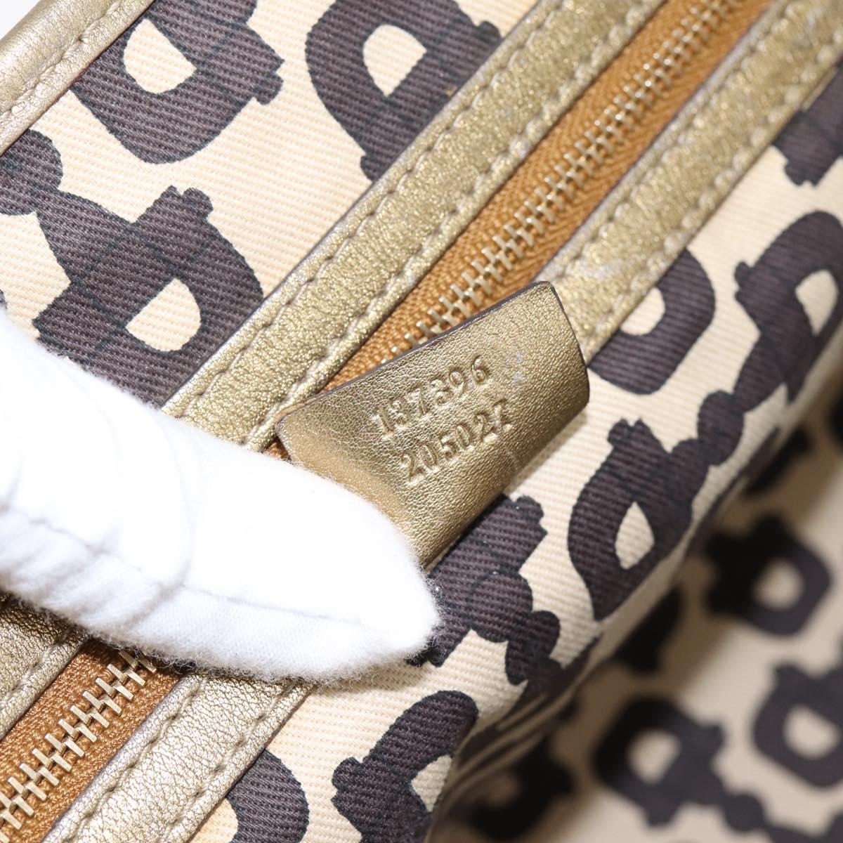 GUCCI GG Canvas Sherry Line Hand Bag Beige Gold 137396 Auth ka5582