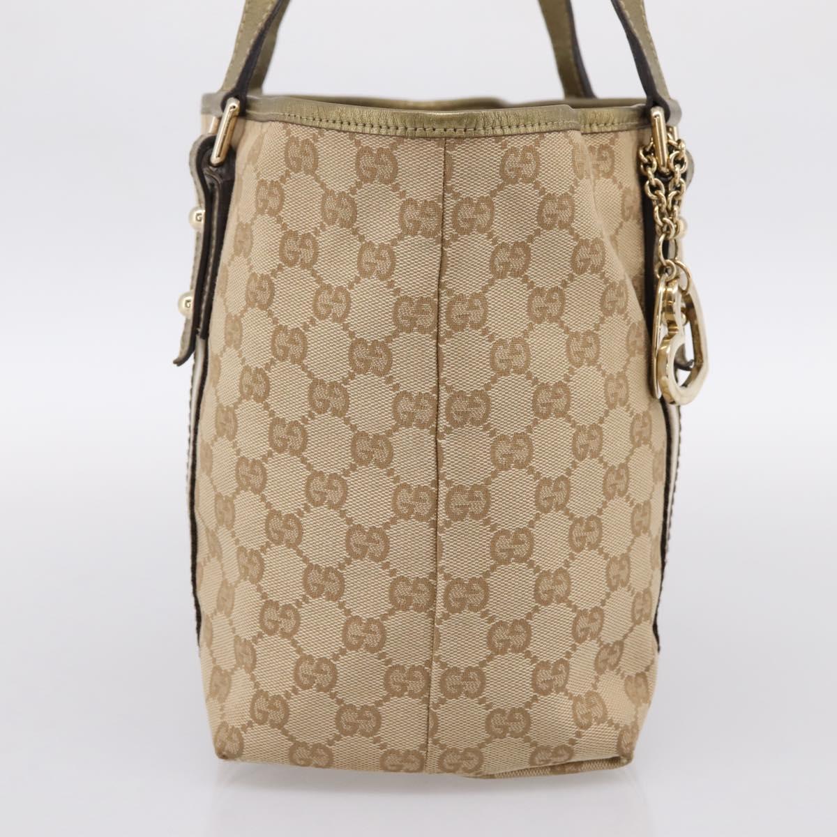 GUCCI GG Canvas Sherry Line Hand Bag Beige Gold 137396 Auth ka5582