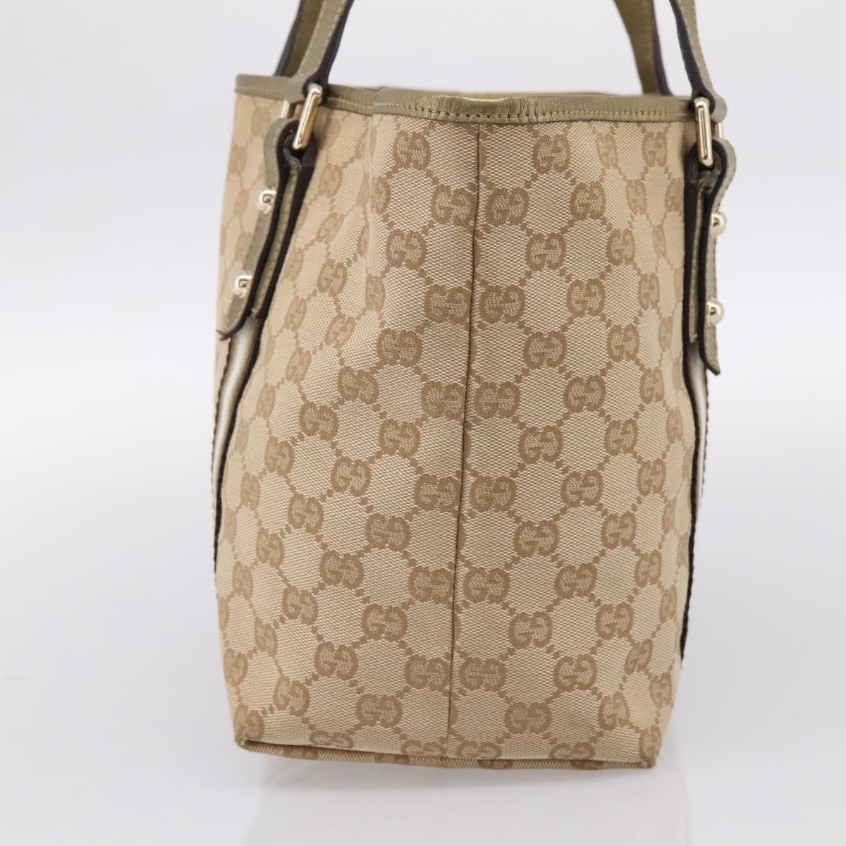 GUCCI GG Canvas Sherry Line Hand Bag Beige Gold 137396 Auth ka5582