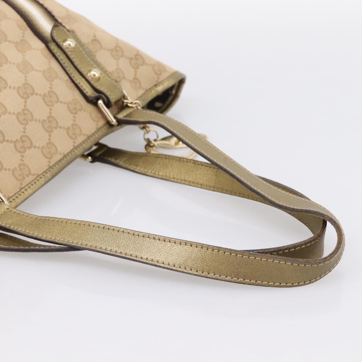 GUCCI GG Canvas Sherry Line Hand Bag Beige Gold 137396 Auth ka5582