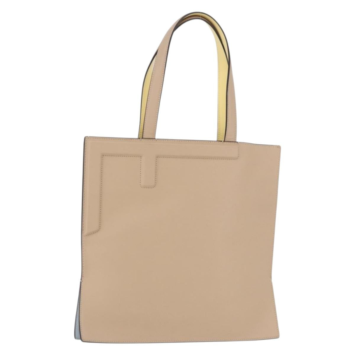 FENDI Tote Bag Leather Yellow Auth ka5585V