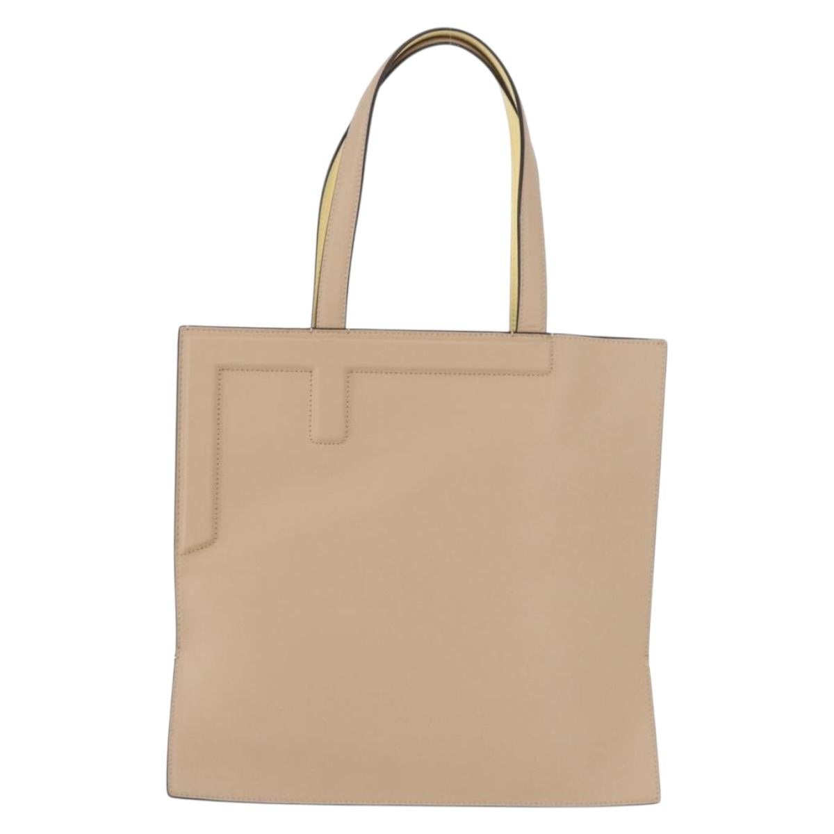 FENDI Tote Bag Leather Yellow Auth ka5585V