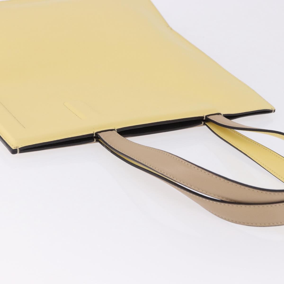 FENDI Tote Bag Leather Yellow Auth ka5585V