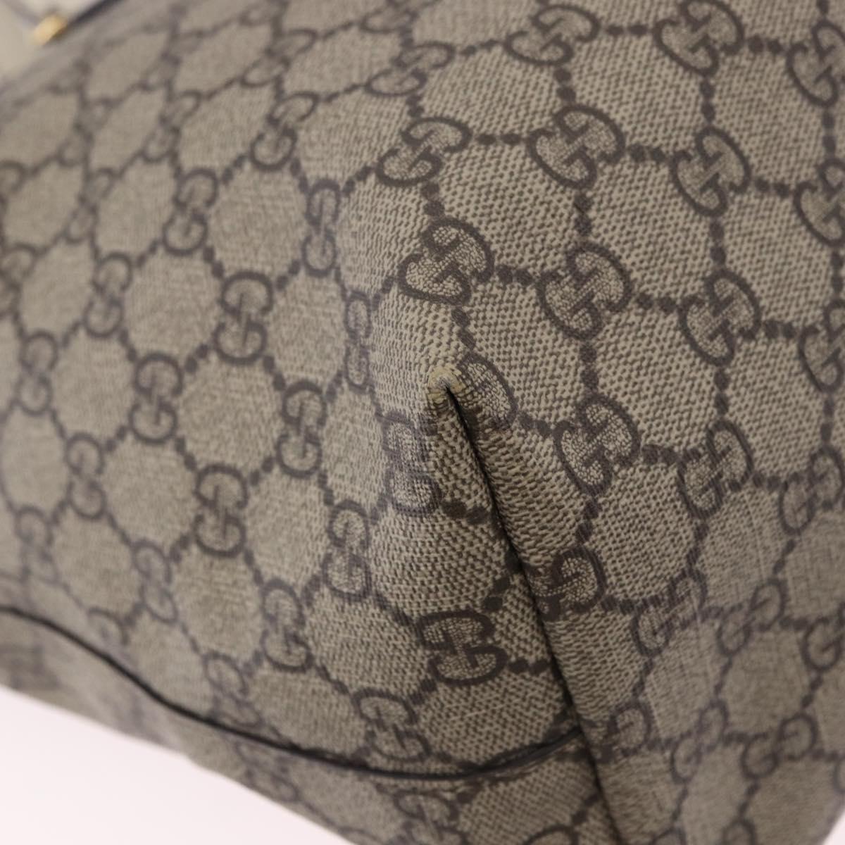 GUCCI GG Supreme Sherry Line Tote Bag PVC Beige Gold 631685 Auth ka5586