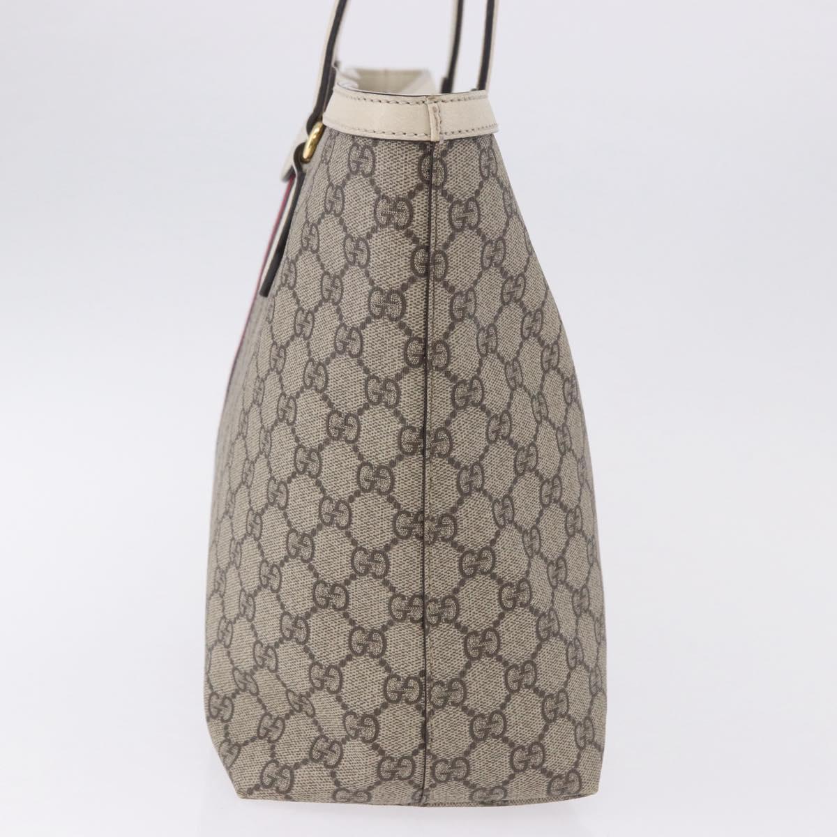 GUCCI GG Supreme Sherry Line Tote Bag PVC Beige Gold 631685 Auth ka5586