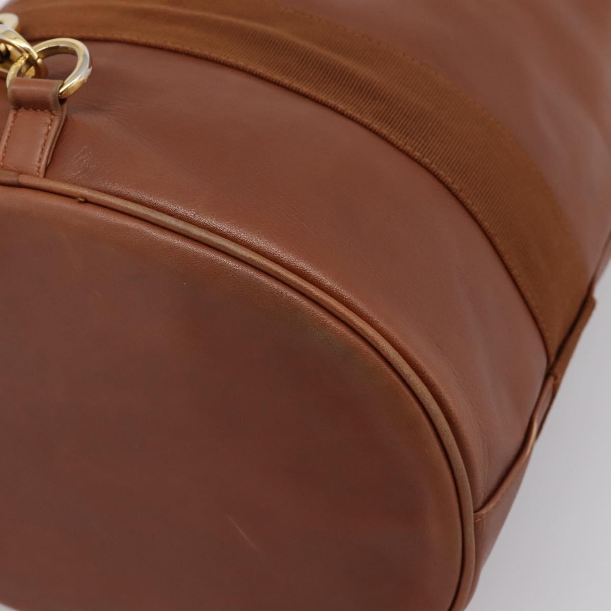 Salvatore Ferragamo Vala Backpack Leather Brown Gold Auth ka5589