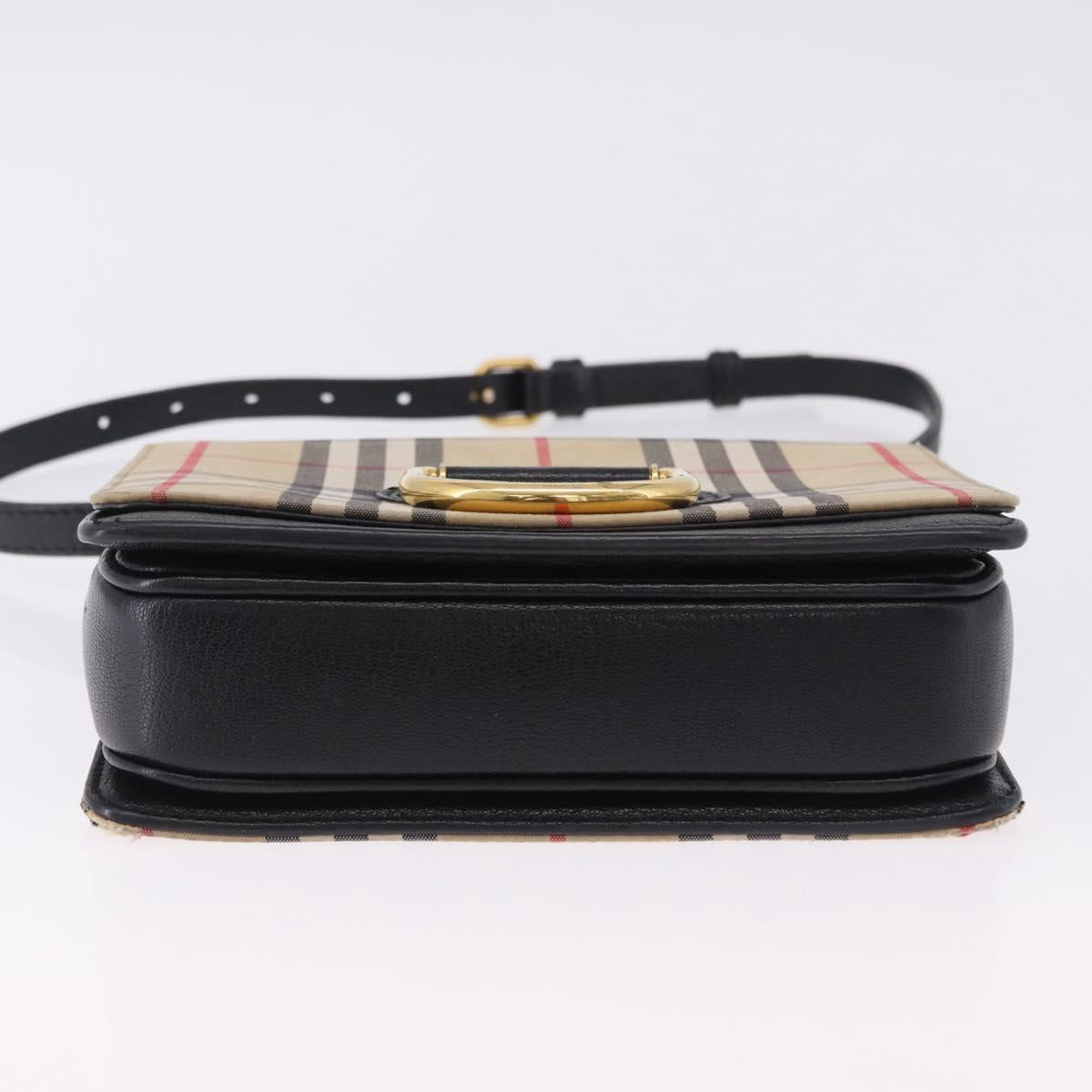 BURBERRY Nova Check Shoulder Bag Canvas Beige Gold Auth ka5594