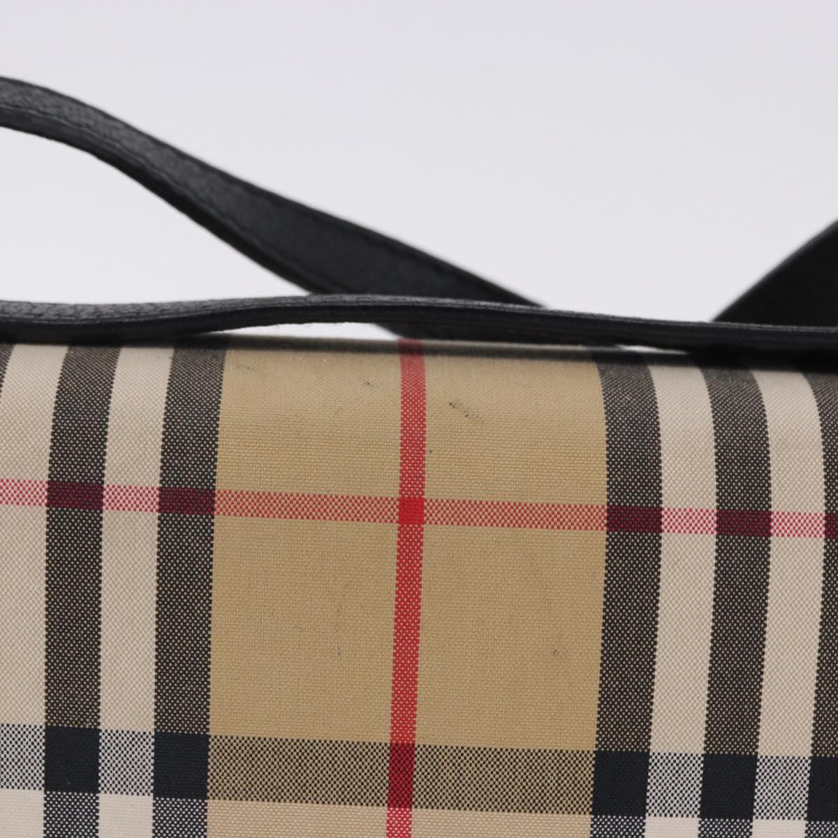 BURBERRY Nova Check Shoulder Bag Canvas Beige Gold Auth ka5594