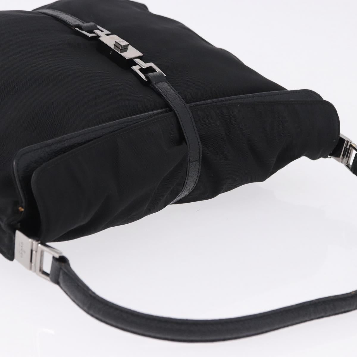 GUCCI GG Canvas Jackie Shoulder Bag Black Silver 001 3355 2123 Auth ka5595