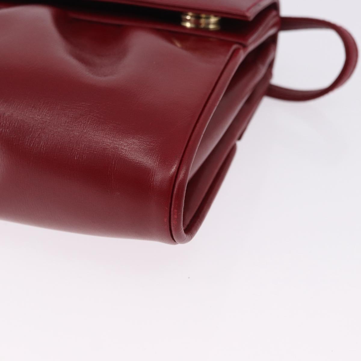 GUCCI Shoulder Bag Leather Red Gold Auth ka5597