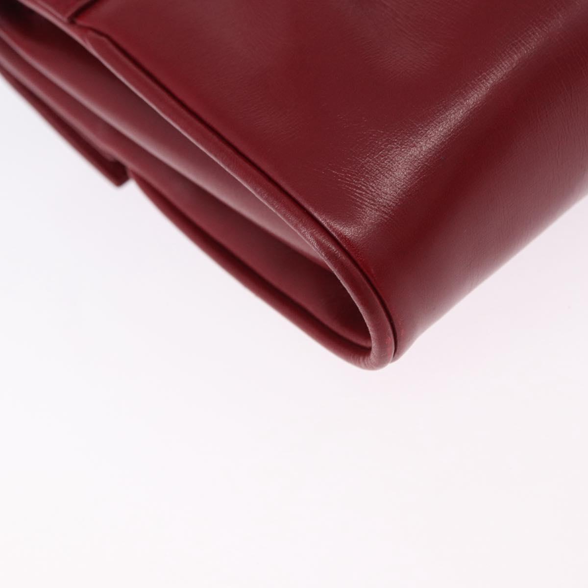 GUCCI Shoulder Bag Leather Red Gold Auth ka5597