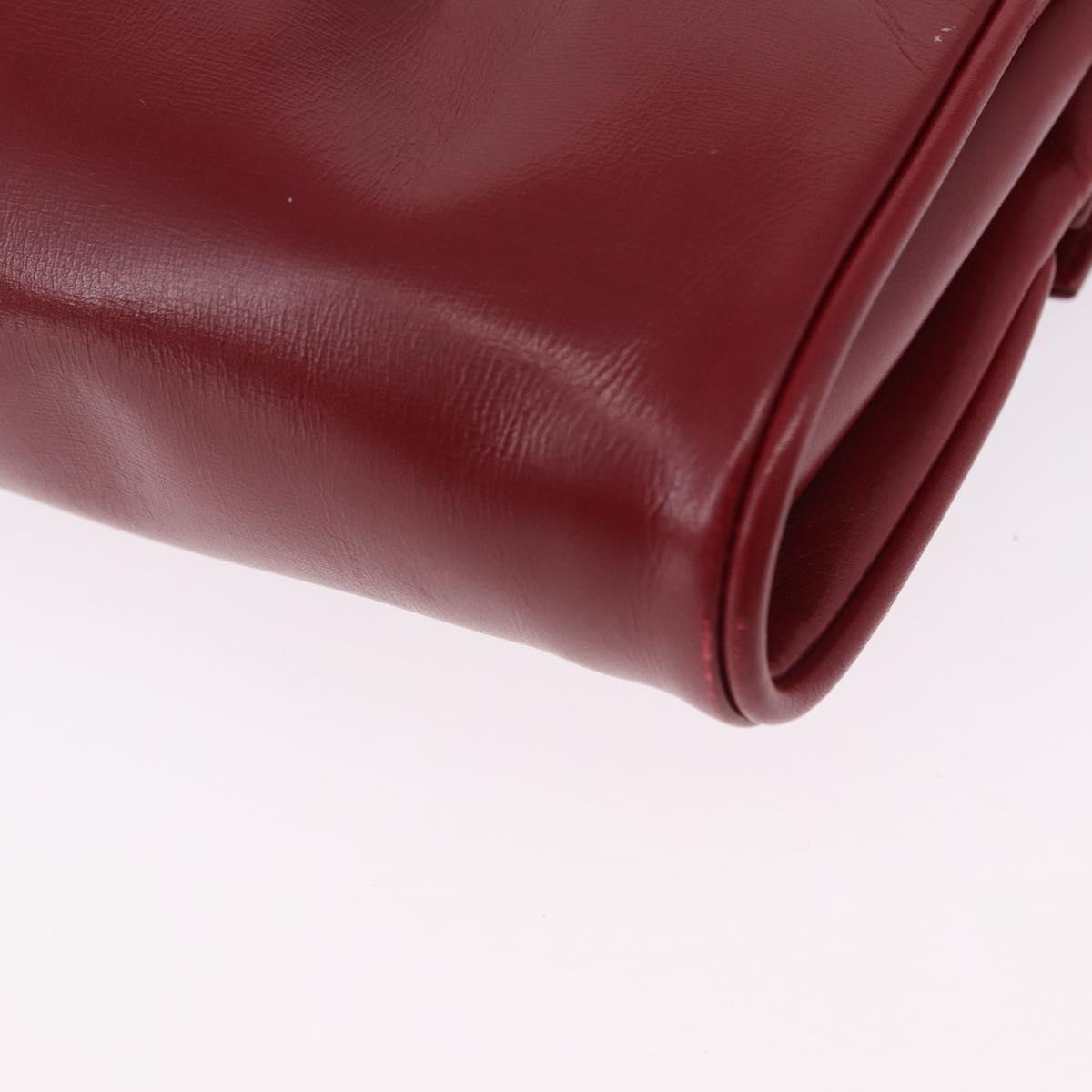 GUCCI Shoulder Bag Leather Red Gold Auth ka5597